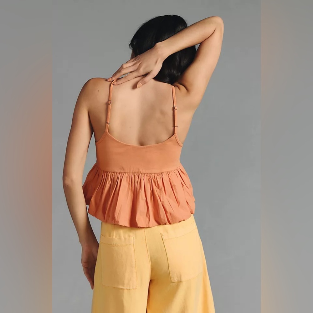 ✨ Anthropologie Ruffled Bubble-Hem Cropped Tank Sz XLP - Picture 3 of 12